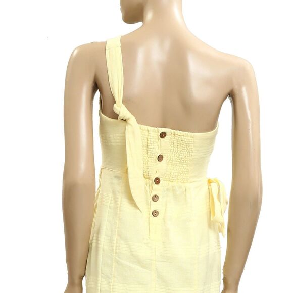 Free People Free-est At Leisure Midi Dress Wrap Smocked One-Shoulder S 283910 - Picture 6 of 7